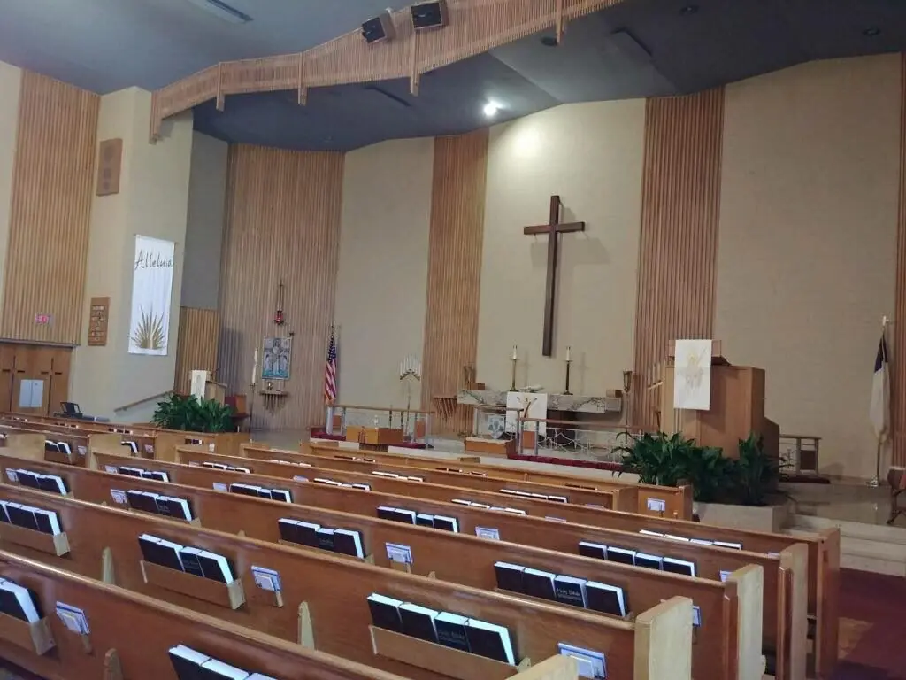 Church interior cleaned and prepared for worship