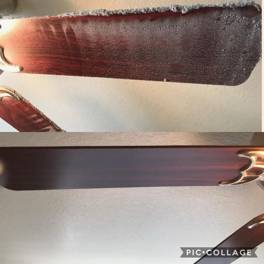 High dusting of a ceiling fan blade by Orchid Cleaning Service