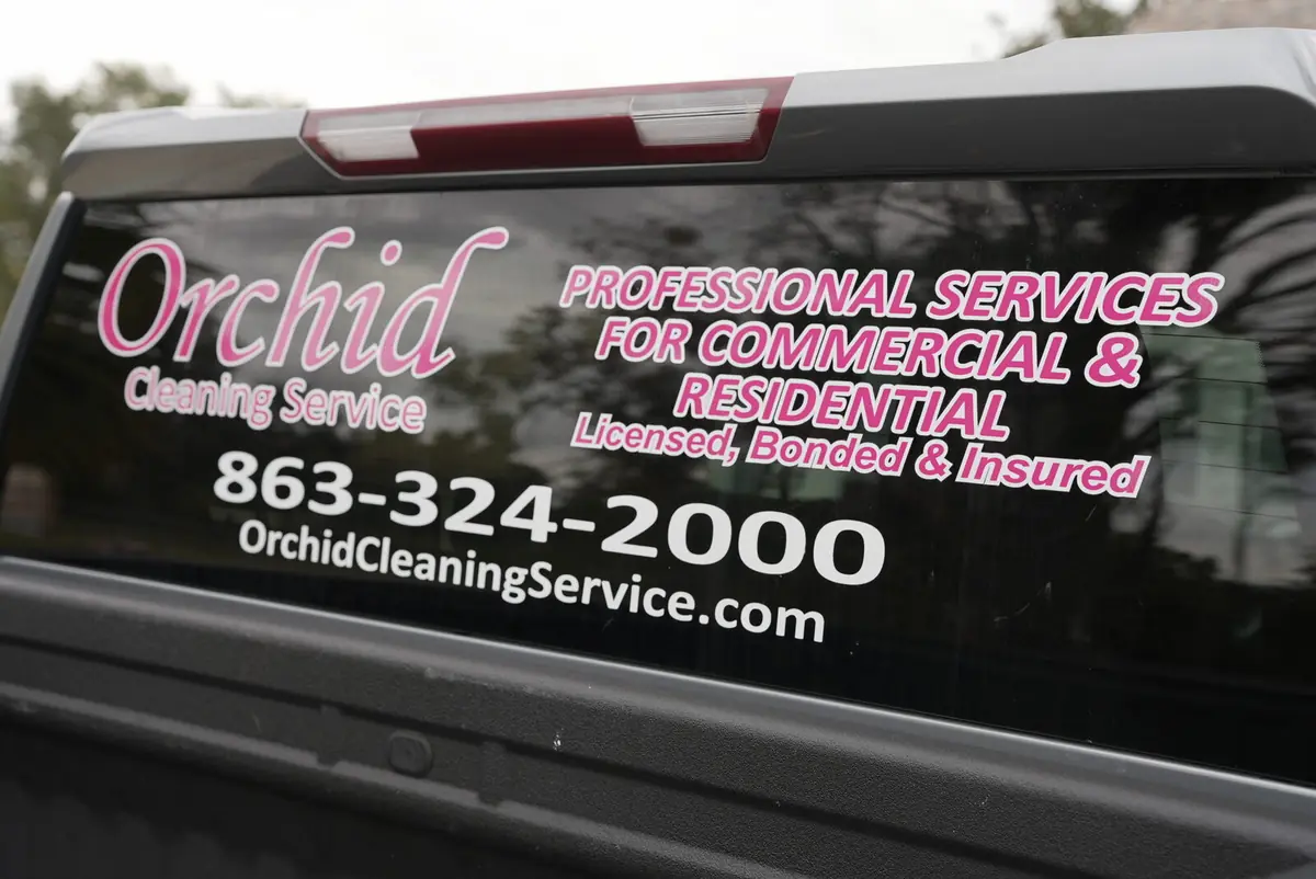Orchid Cleaning Service company truck branding